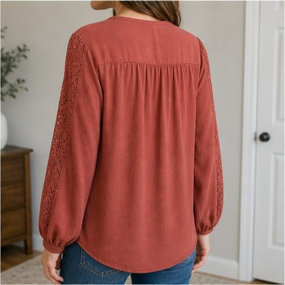 Rust V Neck Top - Picture 3 of 6